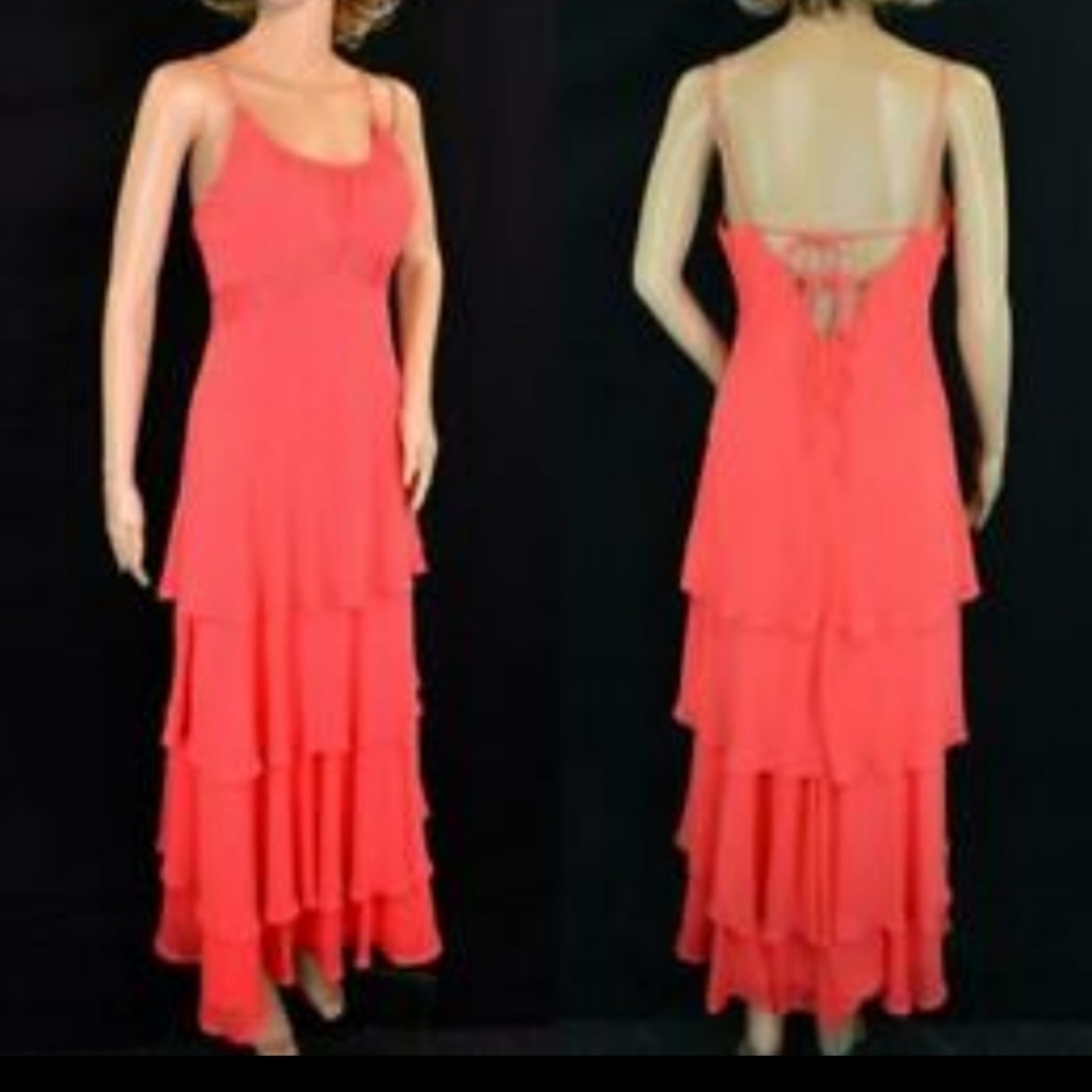 Y2K Tieback Tinsley Tiered sheer chiffon Pink Dress Tie Back